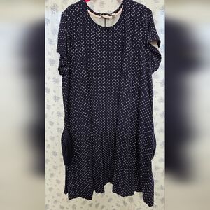 Isaac Mizrahi Navy and White Polka Dot Midi Dress